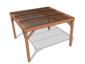 Pergola en Kit - 4 poteaux - couverte de cadre à lames à 45°