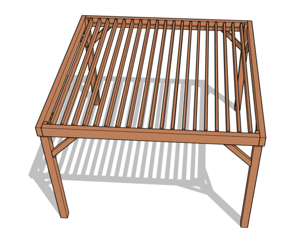 Pergola en Kit - 4 poteaux - couverture Bastaings 45*145mm intérieur