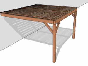 Pergola en Kit - 2 poteaux - couverture canisses bambou 20/30mm