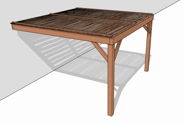Pergola en Kit - 2 poteaux - couverture canisses bambou 20/30mm