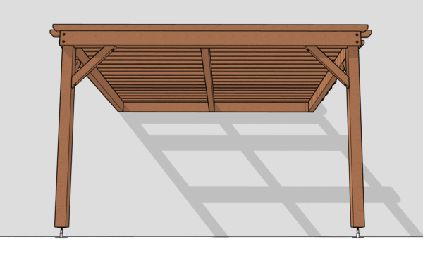 Pergola bois adossée en Kit  - 2 poteaux - couverture Bastaings 45*90mm – Image 3